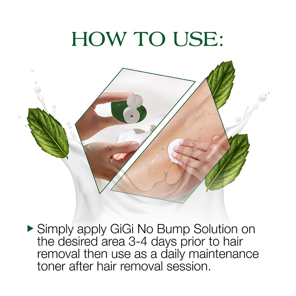 GIGI No Bump Skin-Smoothing Topical Solution, Helps Prevent Razor Burns, Hair Bumps, and Ingrown Hair After Waxing or Shaving, Soothes and Calms Skin, Suitable for Men and Women, 4 fl oz - 1 Pack