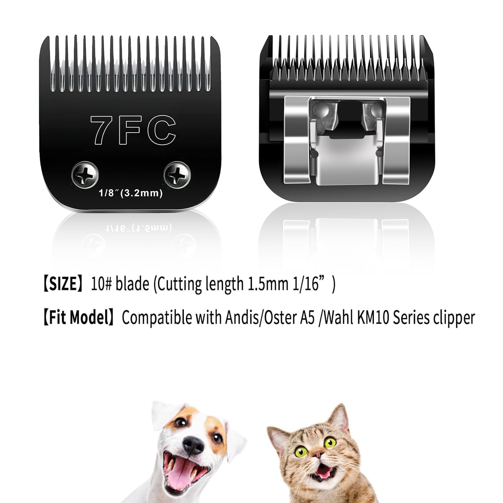 Audoc 6pcs Dog Grooming Replacement Blades Compatible with Andis/Oster A5/Wahl KM-10 Series Dog Clippers,Detachable Clipper Replacement Blade,Black (6PCS Black-#10+30+3FC+4FC+5FC+7FC)