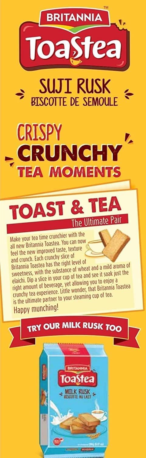 Goldenrod BRITANNIA Toastea Suji Rusk 10.75oz (305g) - Biscotte De Semoule - Crispy Tea Time Snack - Crispy Crunchy Toast (Pack of 2)