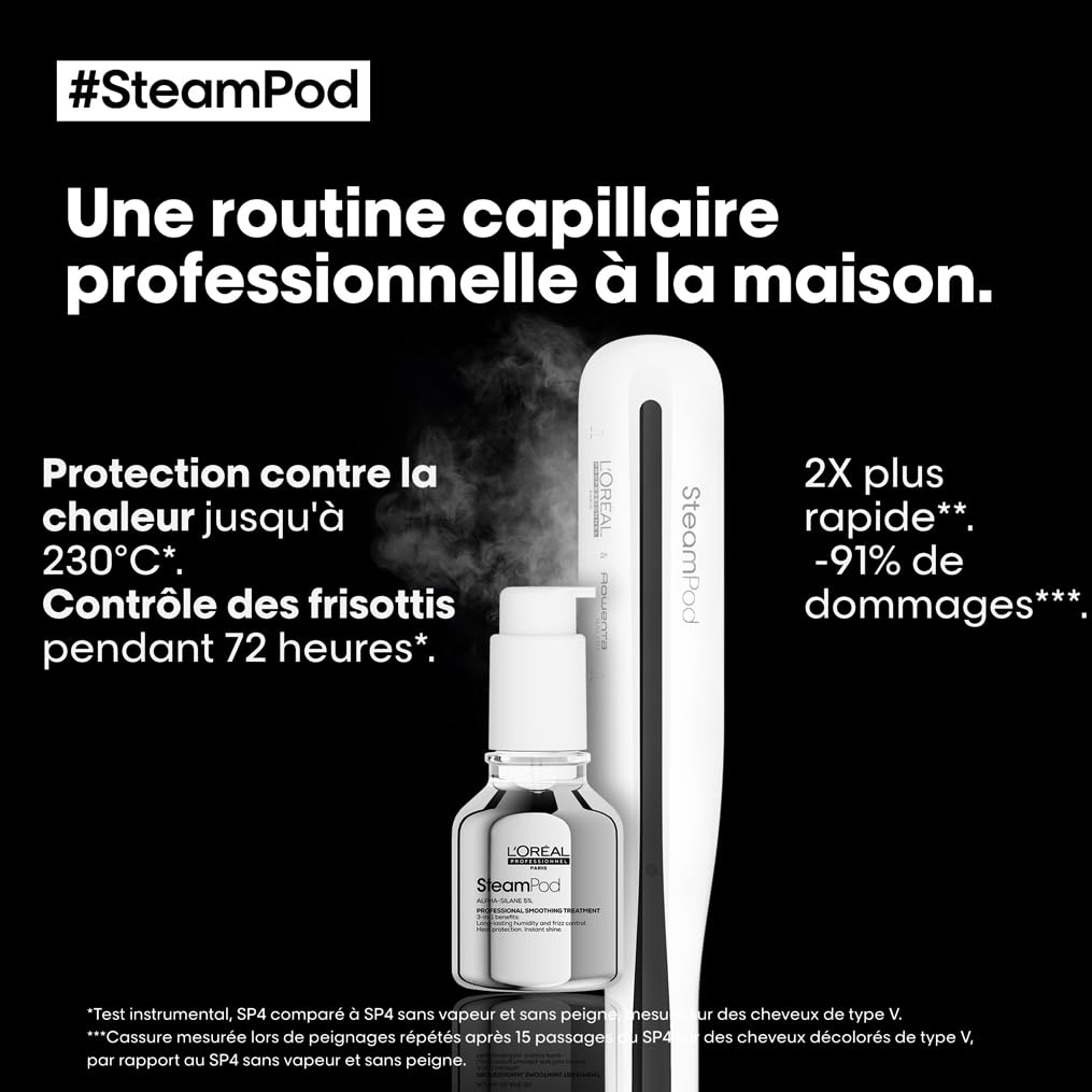 SteamPod 3 - Lisseur Vapeur Professionnel 2-en-1 : Lissage &amp; Wavy, Outil + Soin Lissant Concentré, L'Oréal Professionnel