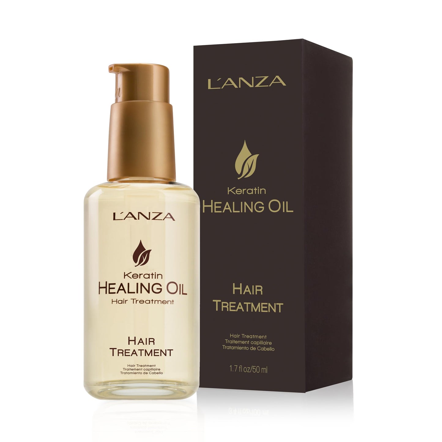 L'ANZA Keratin Healing Oil Hair Treatment, Hair Oil Revives & Nourishes Dry Damaged Hair & Scalp, Sulfate Free with Phyto IV Complex, Cruelty Free Volumizing Hair Care with UV Protection (1.7 Fl Oz)