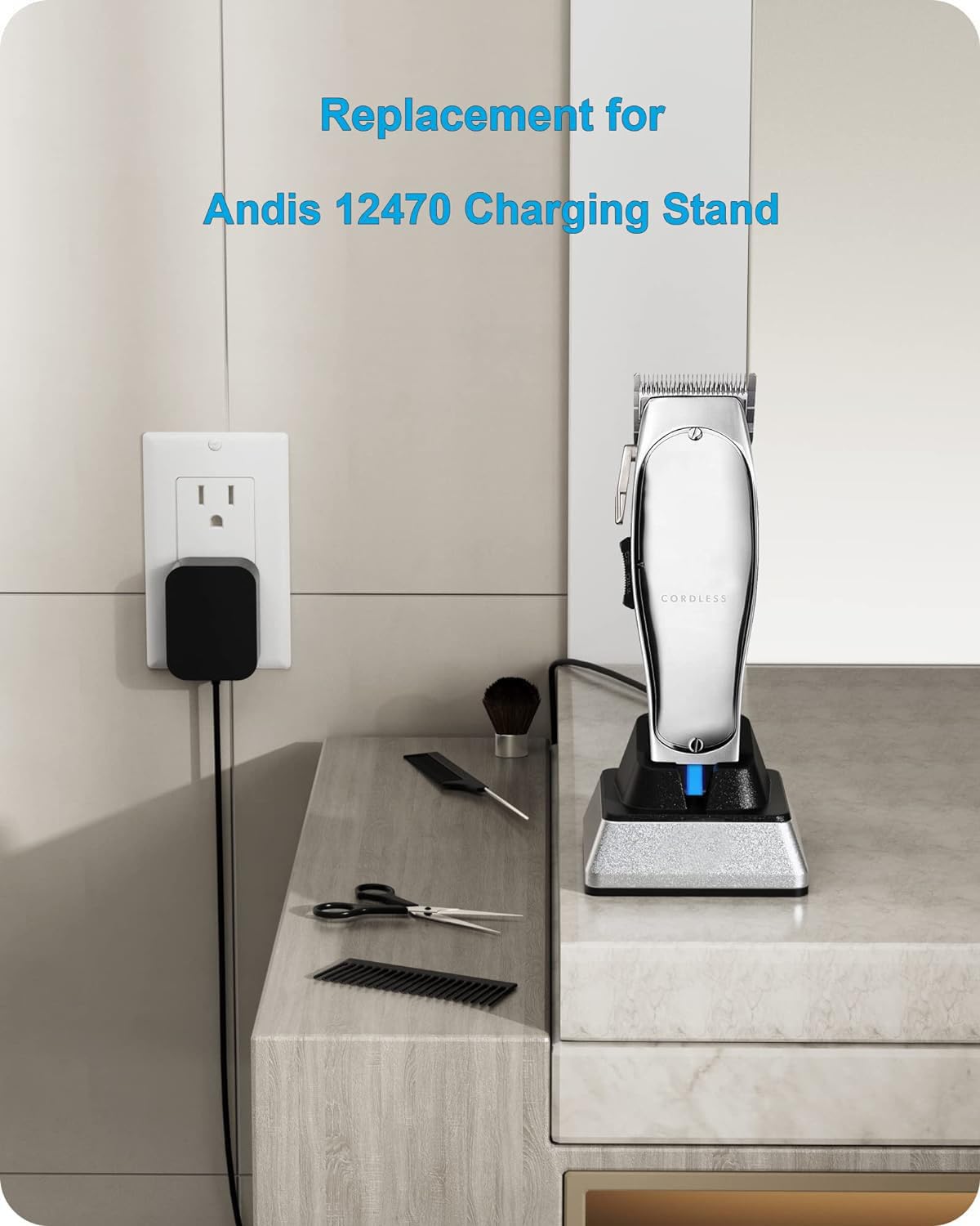 FGIEU Charging Stand Compatible with Andis 12470/12660 Professional Master Cordless Lithium Ion Hair Clipper, Replacement for Andid Master Cordless Clipper Charger Stand.