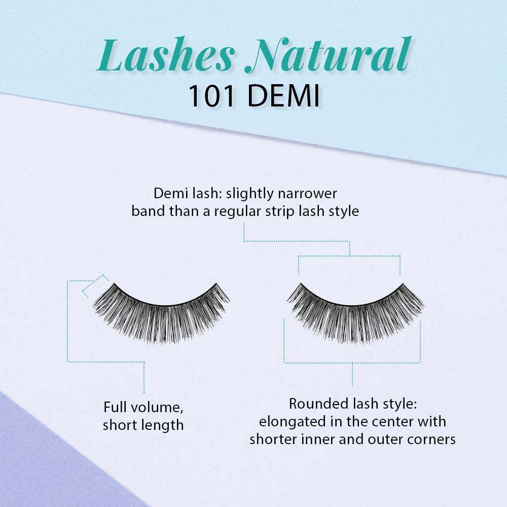 Ardell False Eyelashes Demi 101 - Black, Full Volume, Rounded Strip Wispy Lashes for a Natural Look, 4 Pack