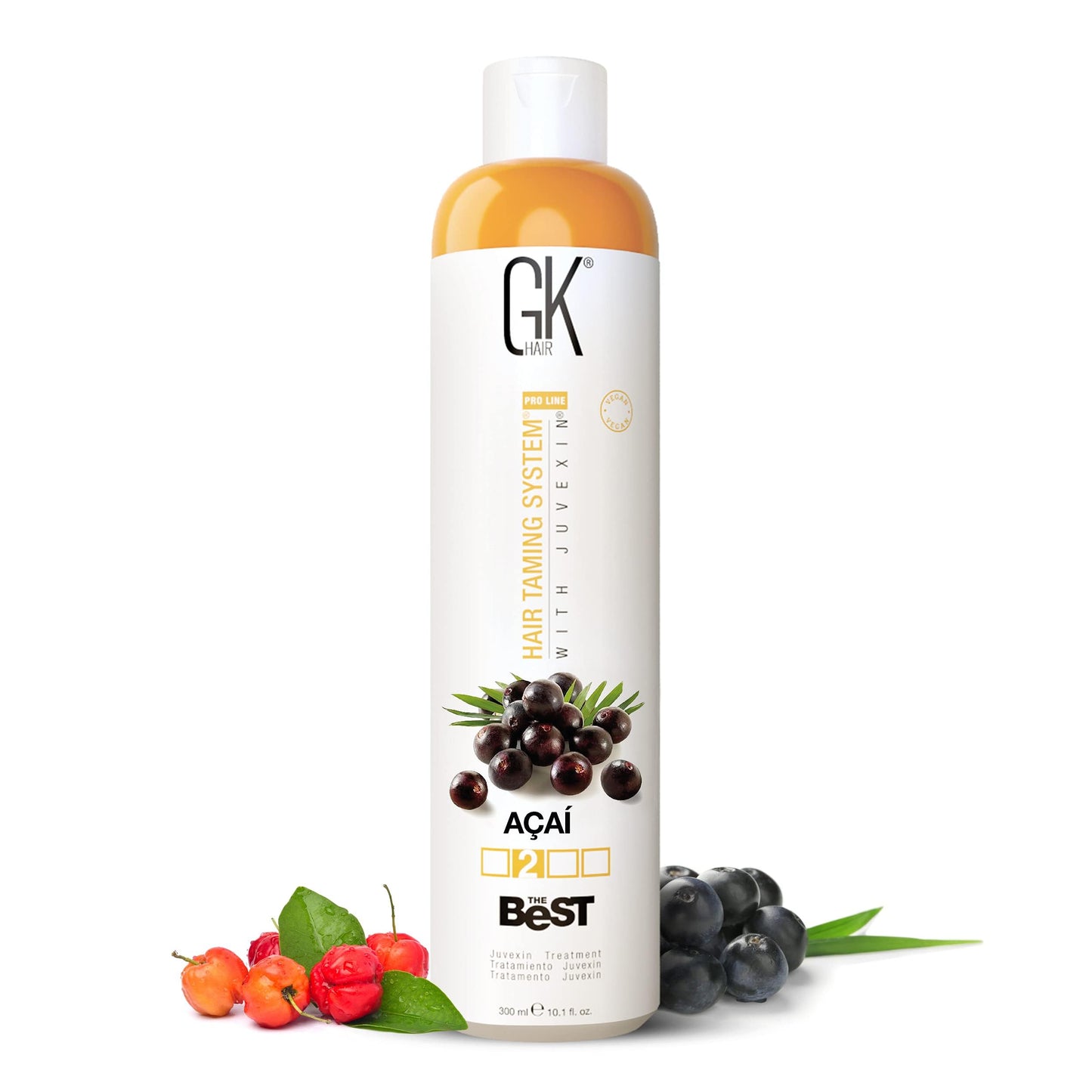 GK HAIR Global Keratin The Best ACAI (10.1 Fl Oz/300ml) Brazilian Professional Smoothing Keratin Hair Treatment for Dry Damage Frizzy and All Type of Hairs