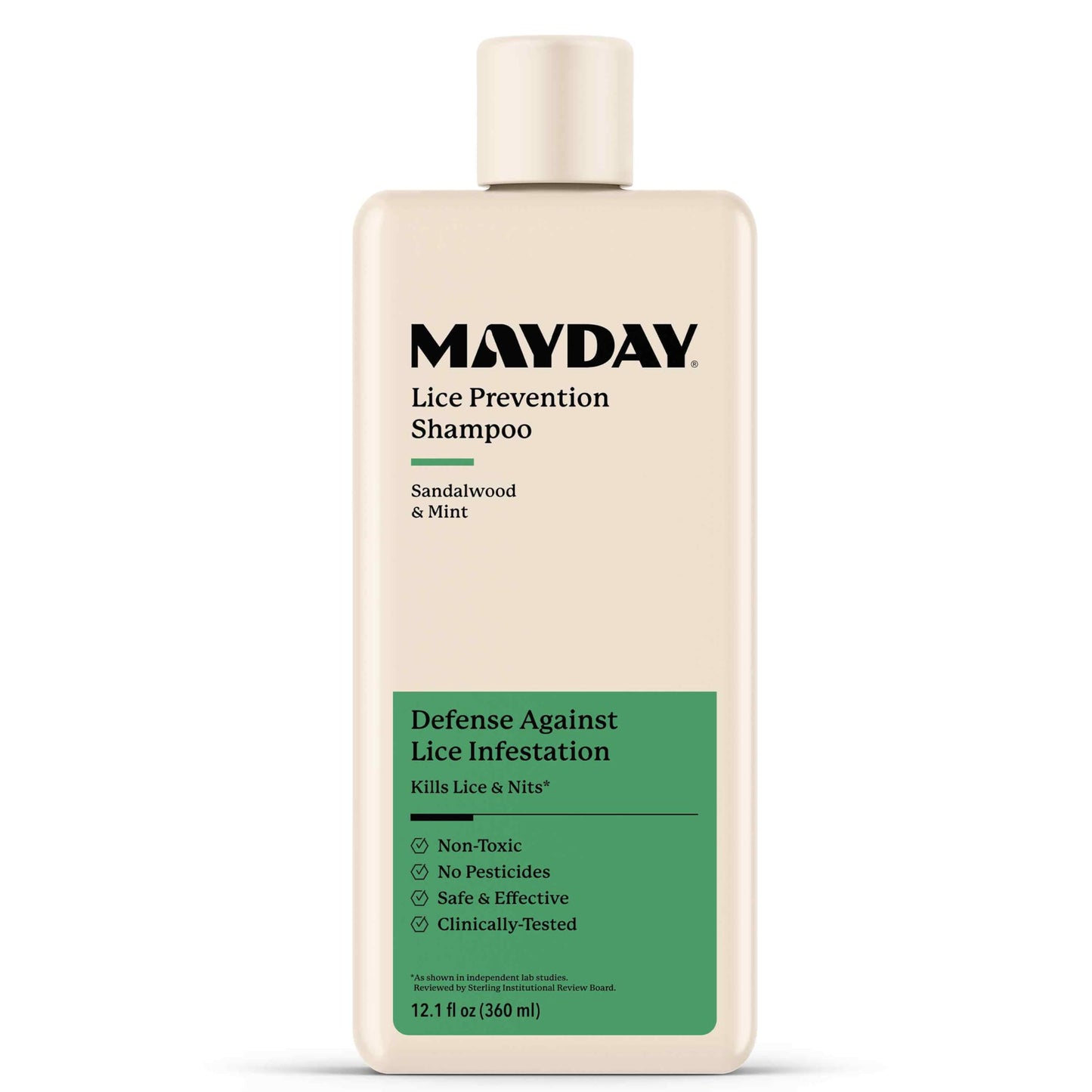 MAYDAY Lice Prevention Shampoo - Sandalwood & Mint - 12oz, Non-Toxic, Pesticide-Free, Scientifically Proven Treatment & Defense Against Lice & Nits, Shampoo for Adults & Kids, Safe for All Hair Types