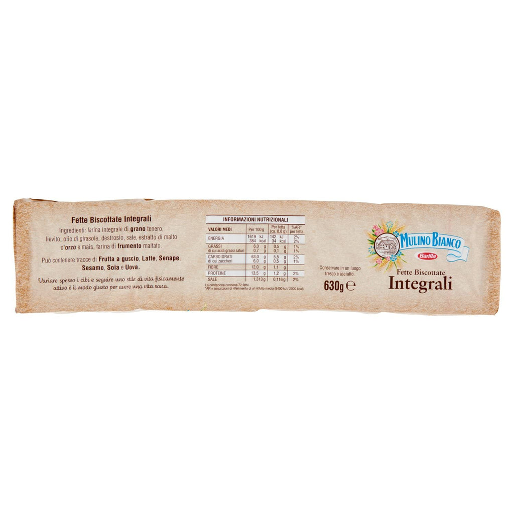 Mulino Bianco Fette Biscottate Armonie Integrali 72 Fette 630g - Rusks Whole Wheat -Made In Italy