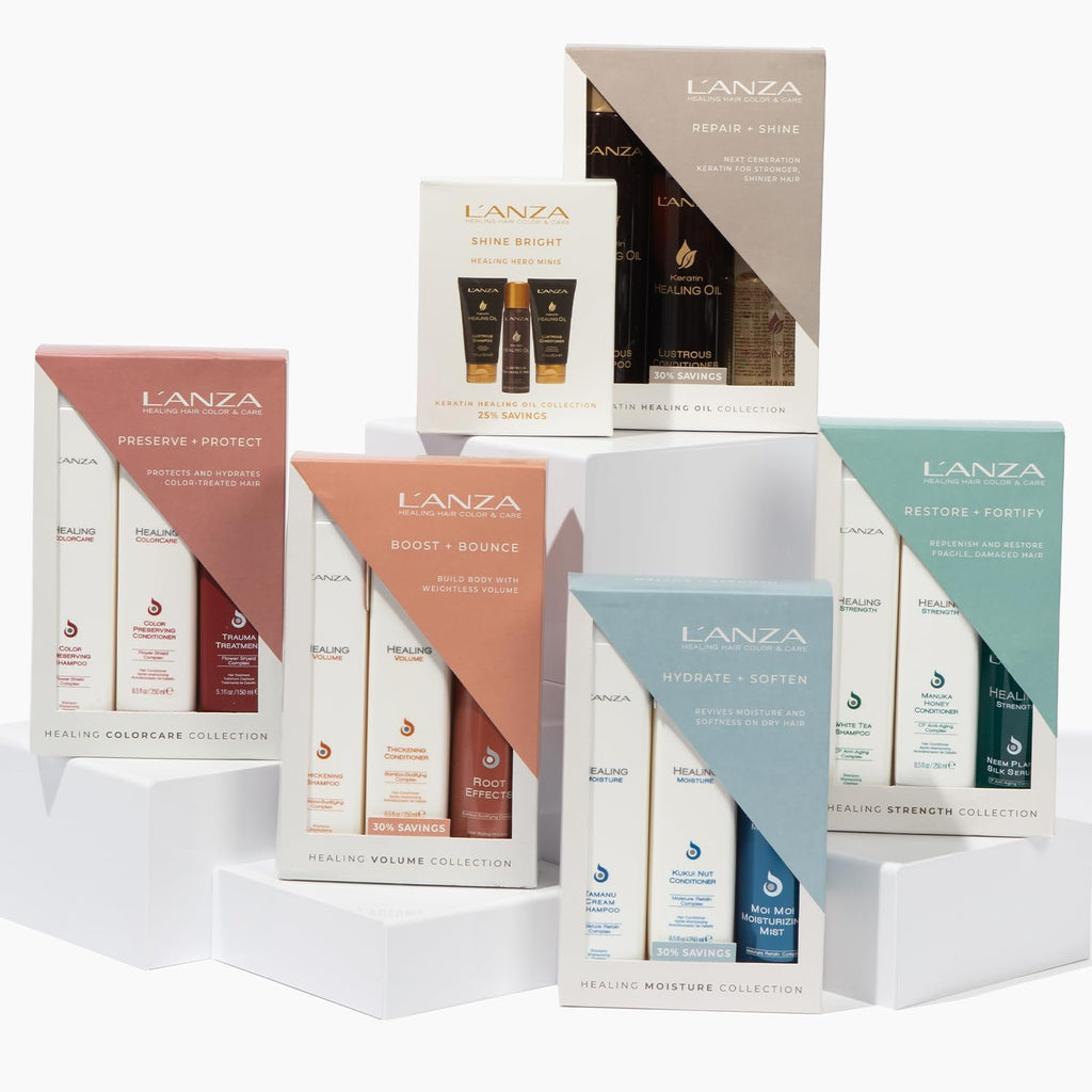L'ANZA Healing Moisture Trio Hair Kit, Tamanu Cream Shampoo, Kukui Nut Conditioner & Moi Moi Moisturizing Mist Hairspray in a Gift Box, Luxury Hair Care Kit (10.1/8.5/6.8 Fl Oz)
