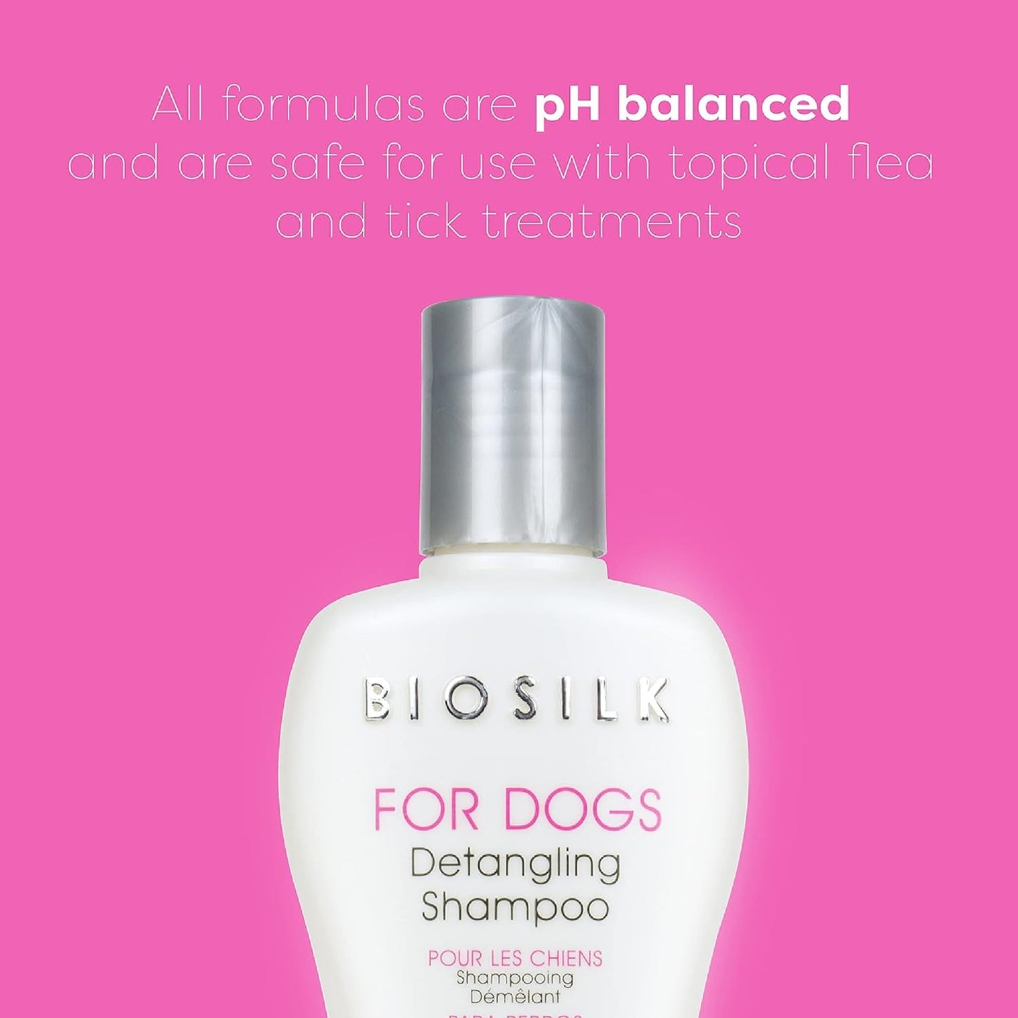 Hot Pink BioSilk for Dogs Silk Therapy Detangling Shampoo, Cleans and Moisturizes, Dematting Shampoo with Silk Proteins and Coconut Oil, No Parabens, pH Balanced, Made in USA, 12 Fl Oz