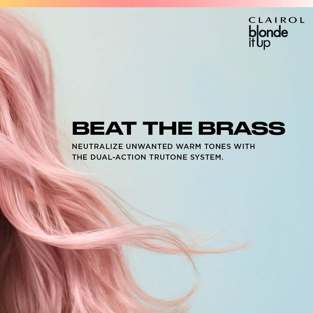 Light Gray Clairol Blonde It Up Crystal Glow Toners Demi-Permanent Hair Dye, Rose Quartz Hair Color | Ammonia Free | Add Pearlescent Tones to Pre-Lightened Shades | Neutralizes Warmth | Pack of 1