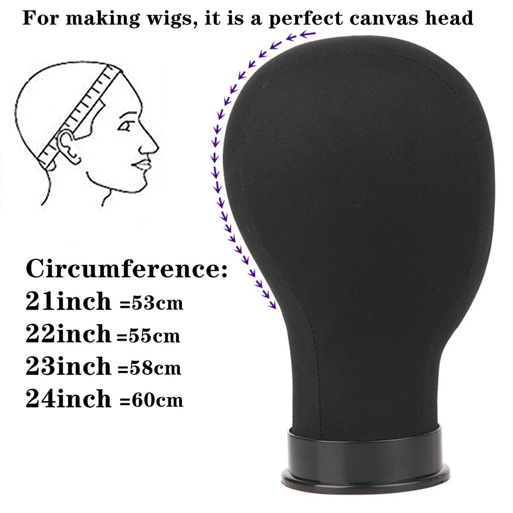 GOODColla Mannequin Canvas Head with Wig Stand for Making Display, Cork Canvas Block Head with Wig Caps, Canvas Mannequin Head with T Pins Set Hair Styling Practice Display