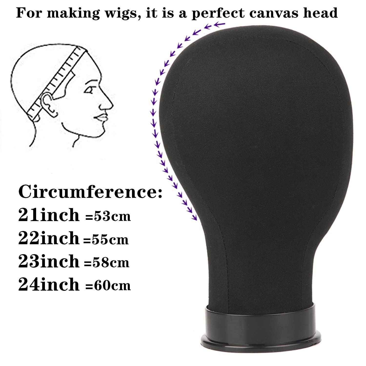 GOODColla Mannequin Canvas Head with Wig Stand for Making Display, Cork Canvas Block Head with Wig Caps, Canvas Mannequin Head with T Pins Set Hair Styling Practice Display