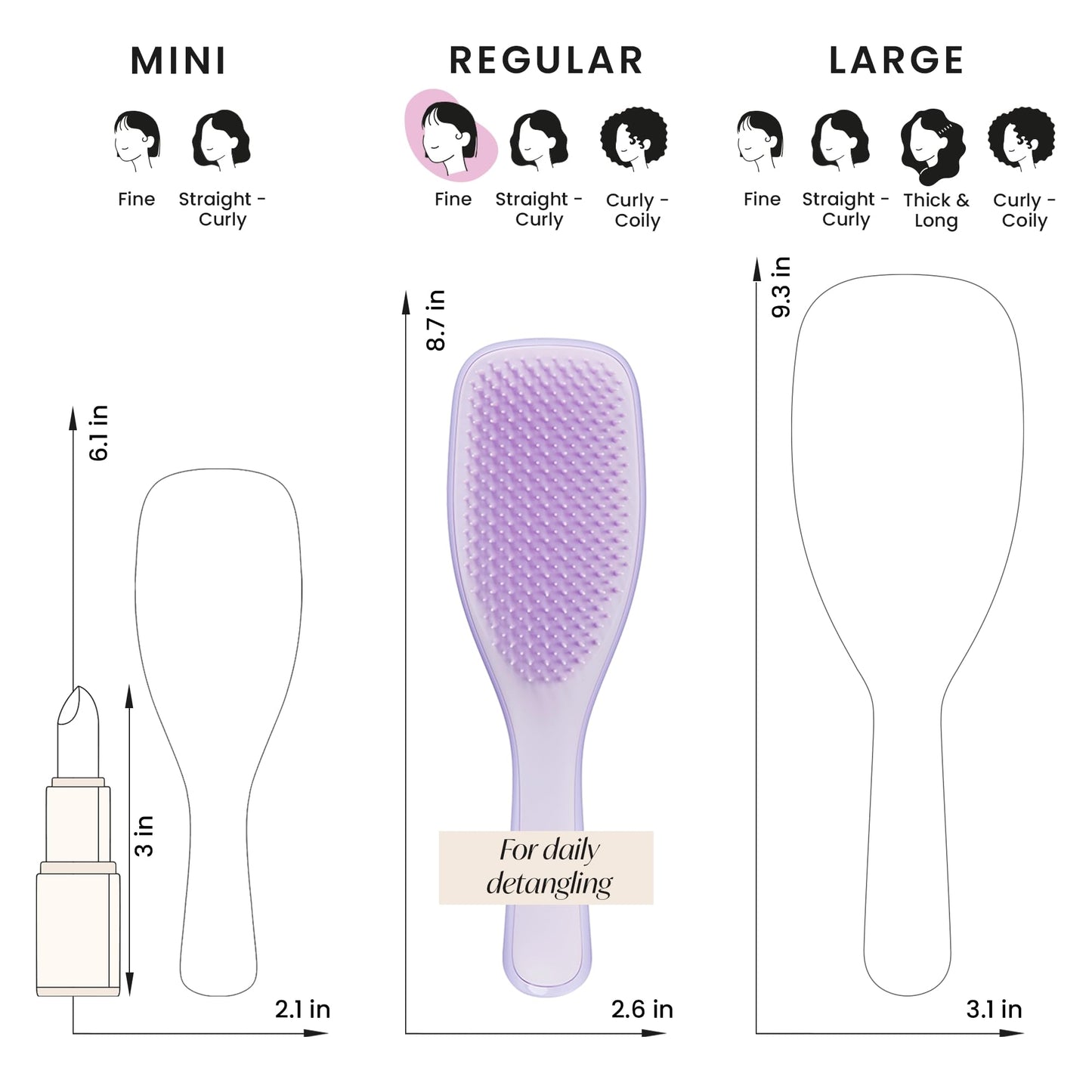 Brosse démêlante ultime Tangle Teezer Fine &amp; Fragile, brosse pour cheveux secs et humides pour démêler et réduire la casse, Hypnotic Heather