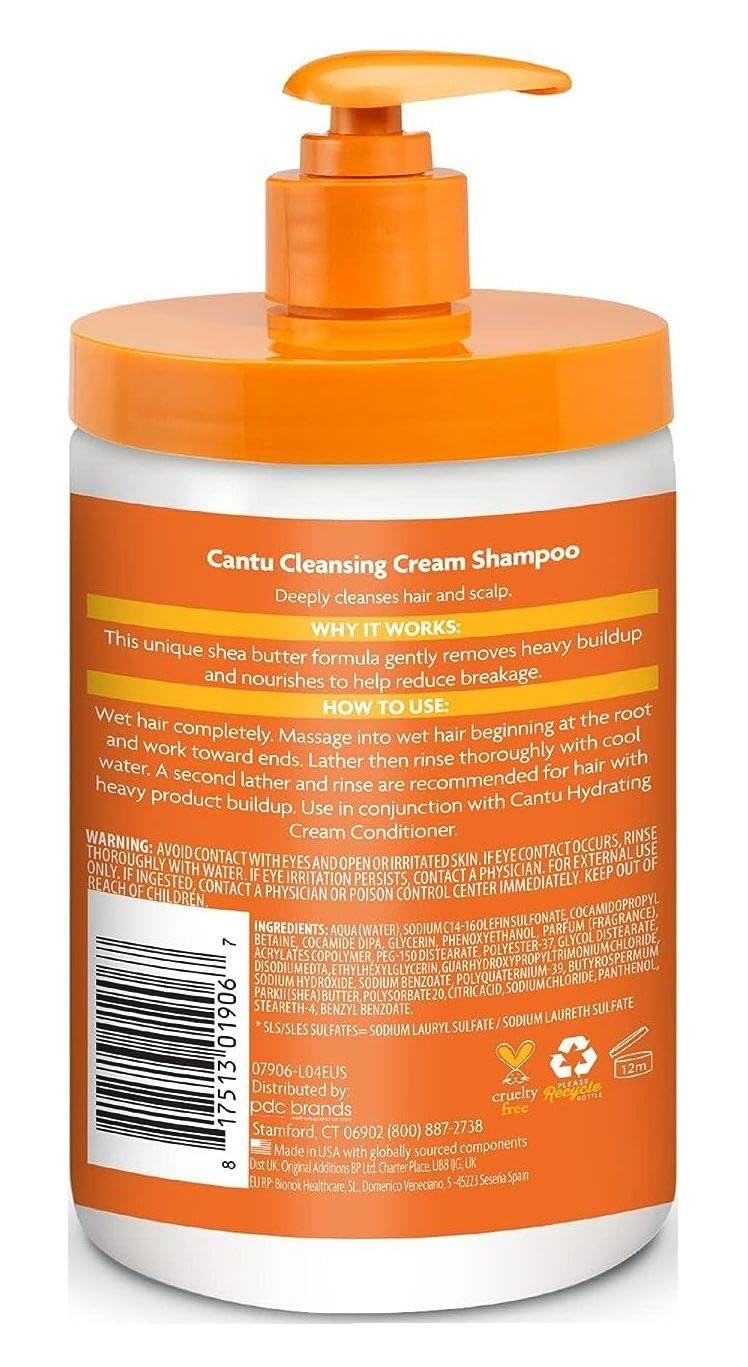Cantu Shea Butter Shampoo Cleansing Cream 25 Ounce Pump (Pack of 2)