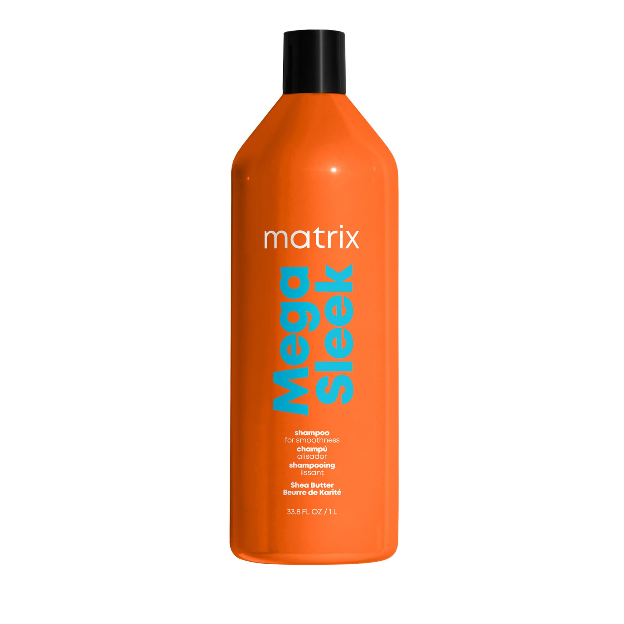 Matrix Mega Sleek Shampoo - Anti-Frizz Moisturizing Shampoo, Smoothing and Detangling, For Dry & Damaged Hair, Salon Professional Formula, With Shea Butter, Vegan, 33.8 Fl Oz
