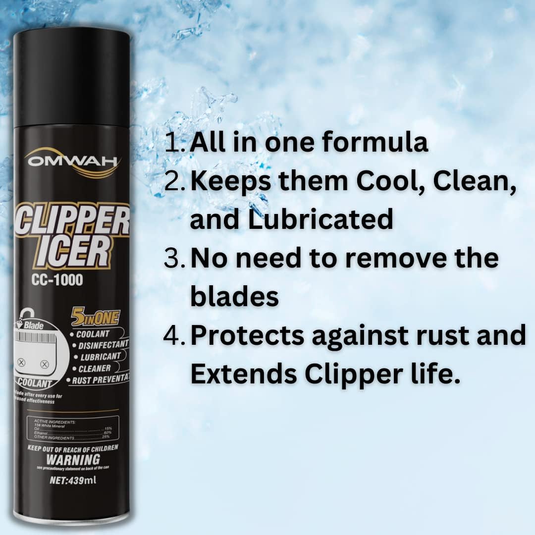 Lavender OMWAH 5 in 1 Clipper Icer Blade Cleaner and Lubricant Clipper Spray (3 pack) (15 oz. Can)…