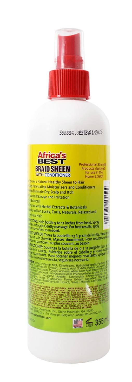 非洲最佳辫子光泽喷雾，含护发素，12 盎司，绿色，1-102-12-1243-01