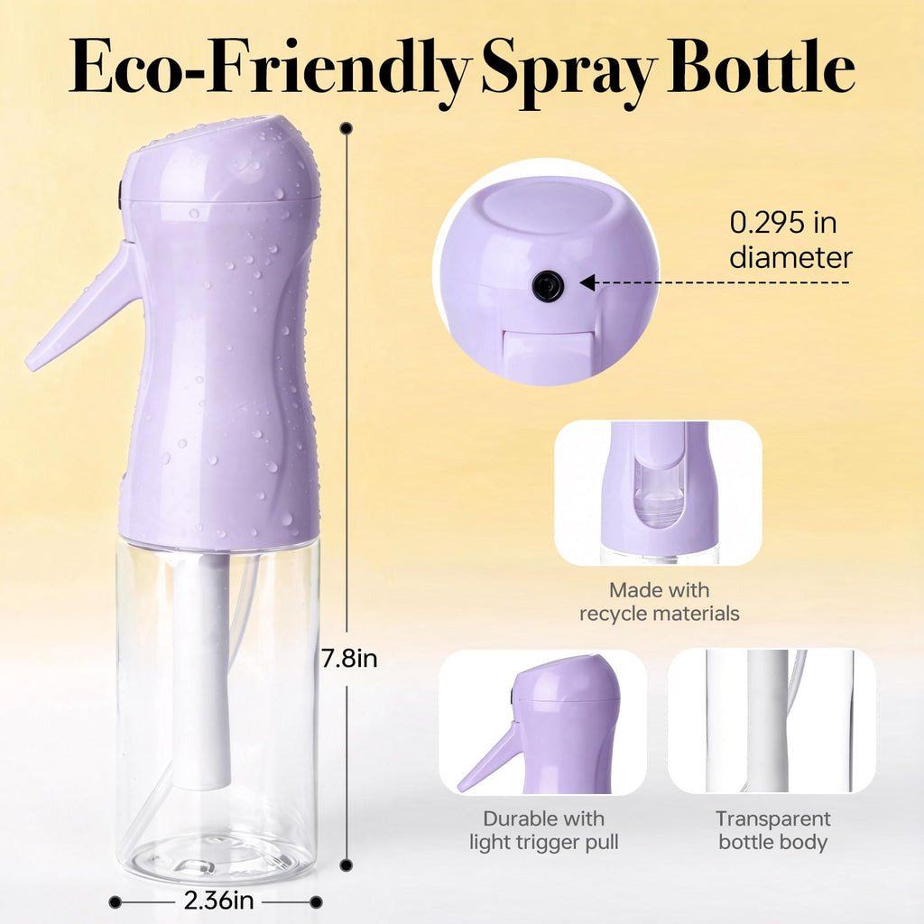 RMNJPW 3Pcs Continuous Spray Bottles For Hair,Ultra Fine Mister for Hair Styling, Plants, Cleaning, Salon, Misting & Skin Care（200ml/6.8oz Green+Pink+Purple）