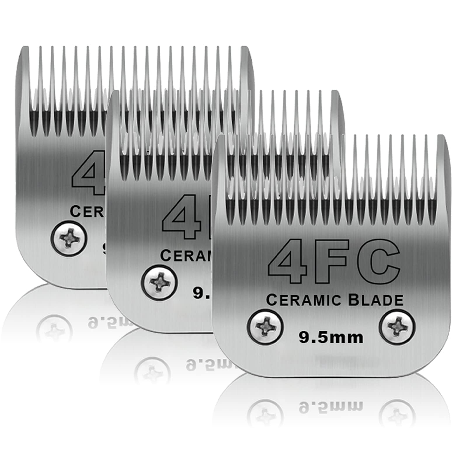DODAER 3 Pack 4FC Detachable Pet Dog Grooming Ceramic Blades,Compatible with Andis,Oster A5,Wahl KM-10 Series,Size 4FC Blade 3/8-Inch 9.5MM Cut Length