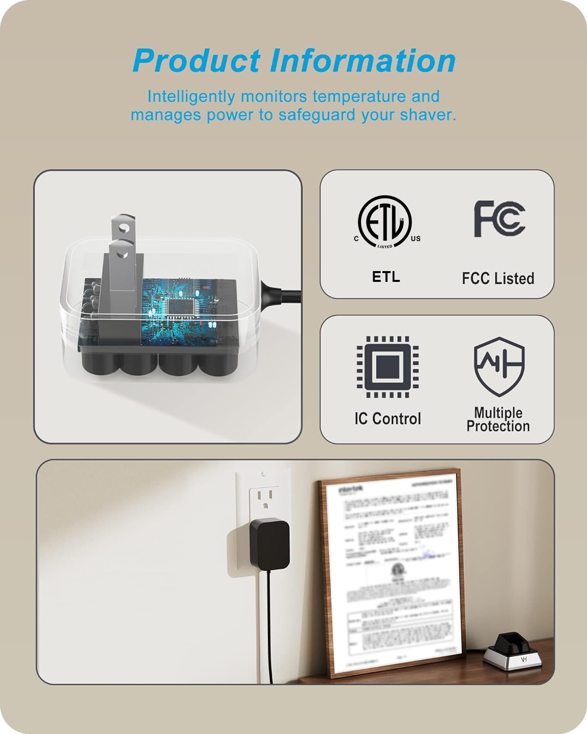 FGIEU Charging Stand Compatible with Andis 12470/12660 Professional Master Cordless Lithium Ion Hair Clipper, Replacement for Andid Master Cordless Clipper Charger Stand.