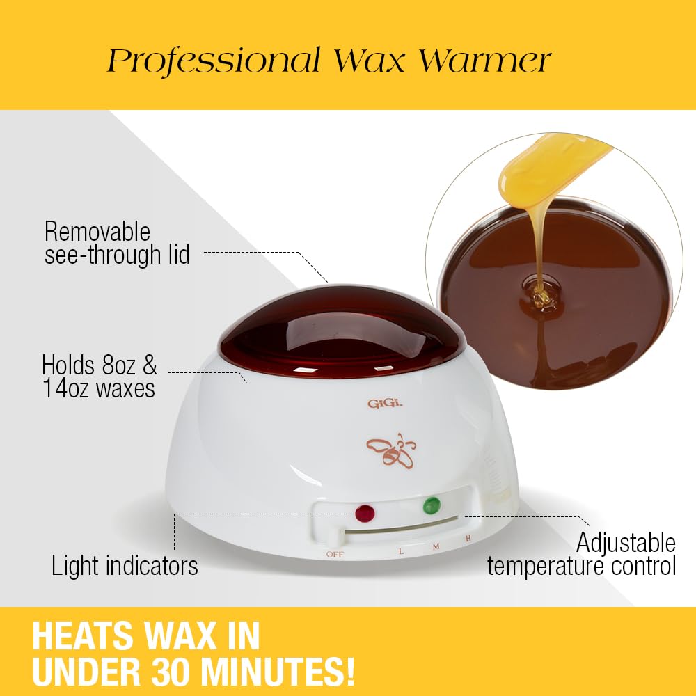 Gigi 女士巴西式脱毛套装 - 脱毛蜡套装，含蜡加热器、硬蜡、脱毛前后护理和涂抹棒 - 适用于比基尼和私密部位