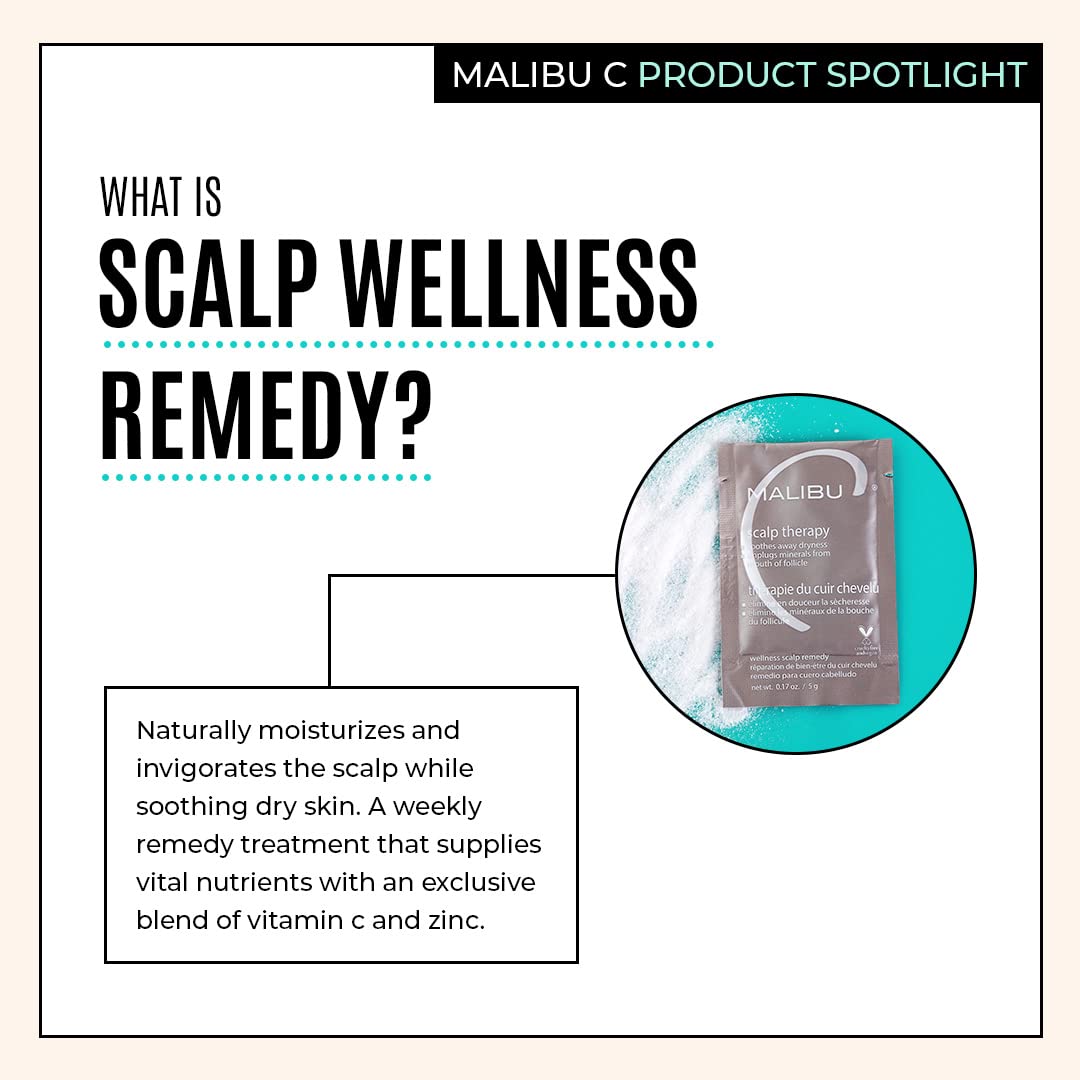 White Smoke Malibu C Scalp Therapy Wellness Remedy - Scalp Care Remedy Packet to Soothe & Moisturize Dry Scalp - Restores Manageability with Vitamin C and Zinc Gluconate (1 Packet)