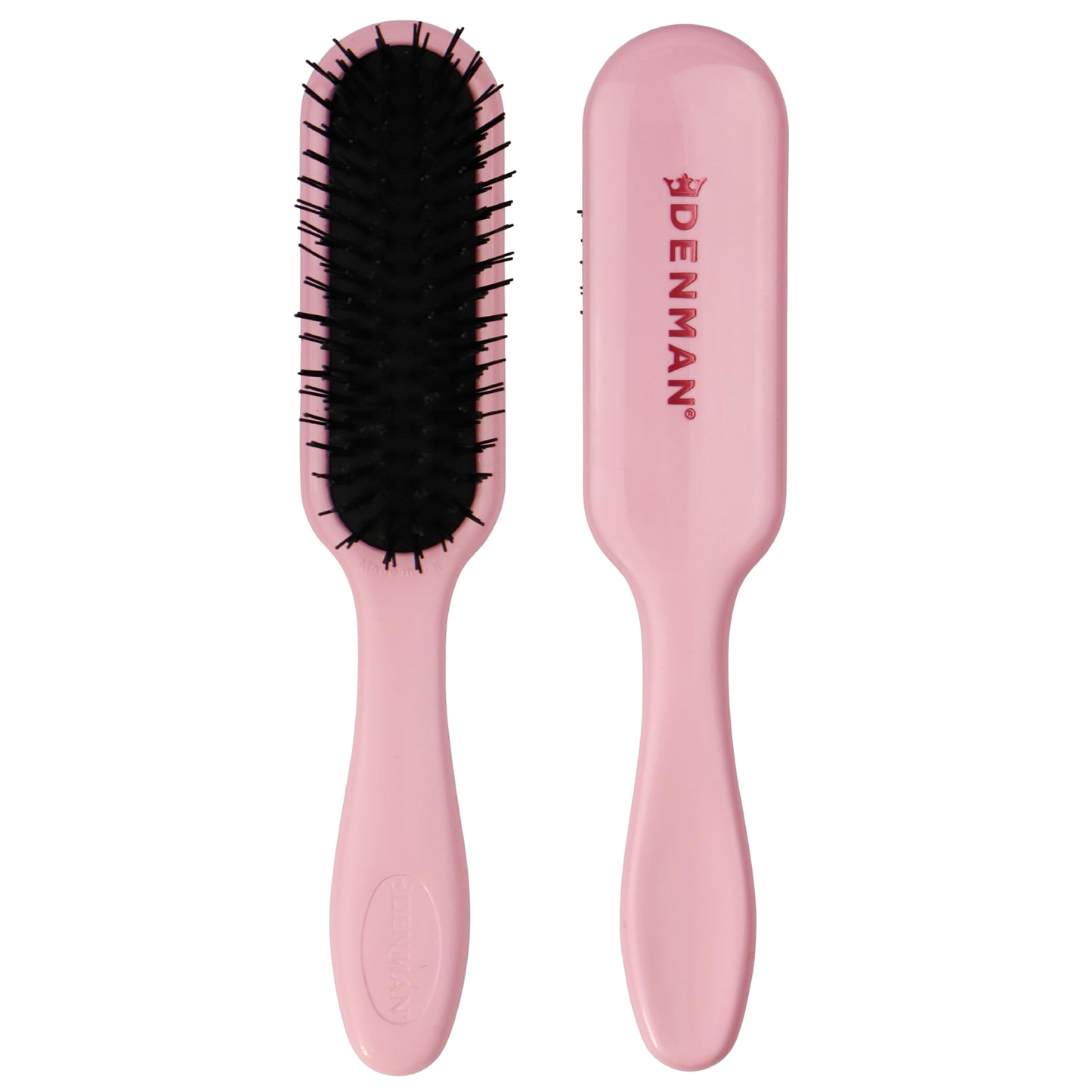 Denman Mini Ultra Detangler Hairbrush, best for children, Wigs and Hair Extensions for Tug Free Detangling - (Pink Crush)D90