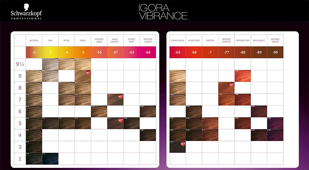 Igora Vibrance 5-5 浅棕金色半永久性同色系无酒精液体染发剂 60 毫升和 M Hair Designs 染发刷（2 件套装）