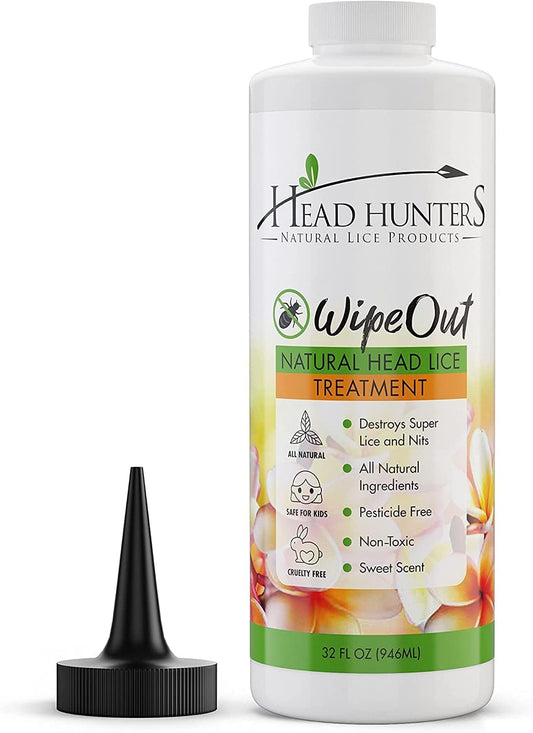 Head Hunters Natural Lice Products Wipeout Extra Strength Head Lice Treatment for Kids and Adults - Non-Toxic, Natural Shampoo Kills Eggs and Lice for Effective Removal from Hair - 32 Fl Oz