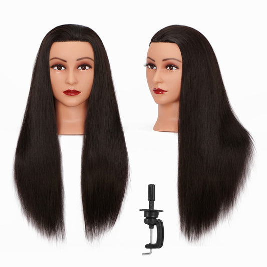 White Smoke Hairginkgo Mannequin Head 26"-28" Super Long Synthetic Yaki Fiber Hair Manikin Head Styling Hairdresser Training Head Cosmetology Doll Head for Cutting Braiding Practice with Clamp (91806BY0220)