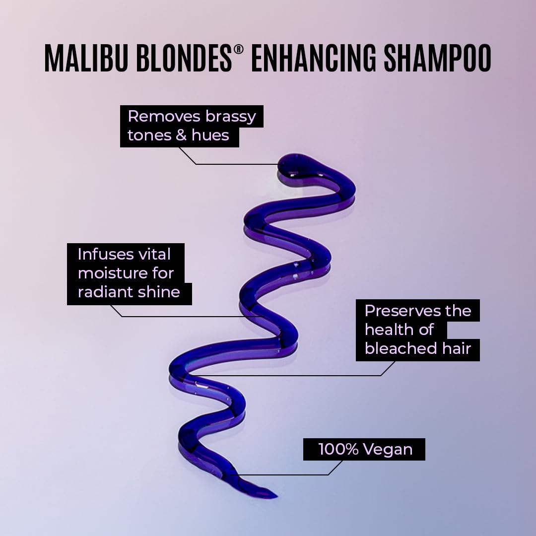 Thistle Malibu C Blondes Enhancing Shampoo - Sulfate-Free Purple Shampoo for Blondes - Helps Preserve Highlights & Remove Brassiness - Moisturizing & Revitalizing Hair Care (33.8 oz)