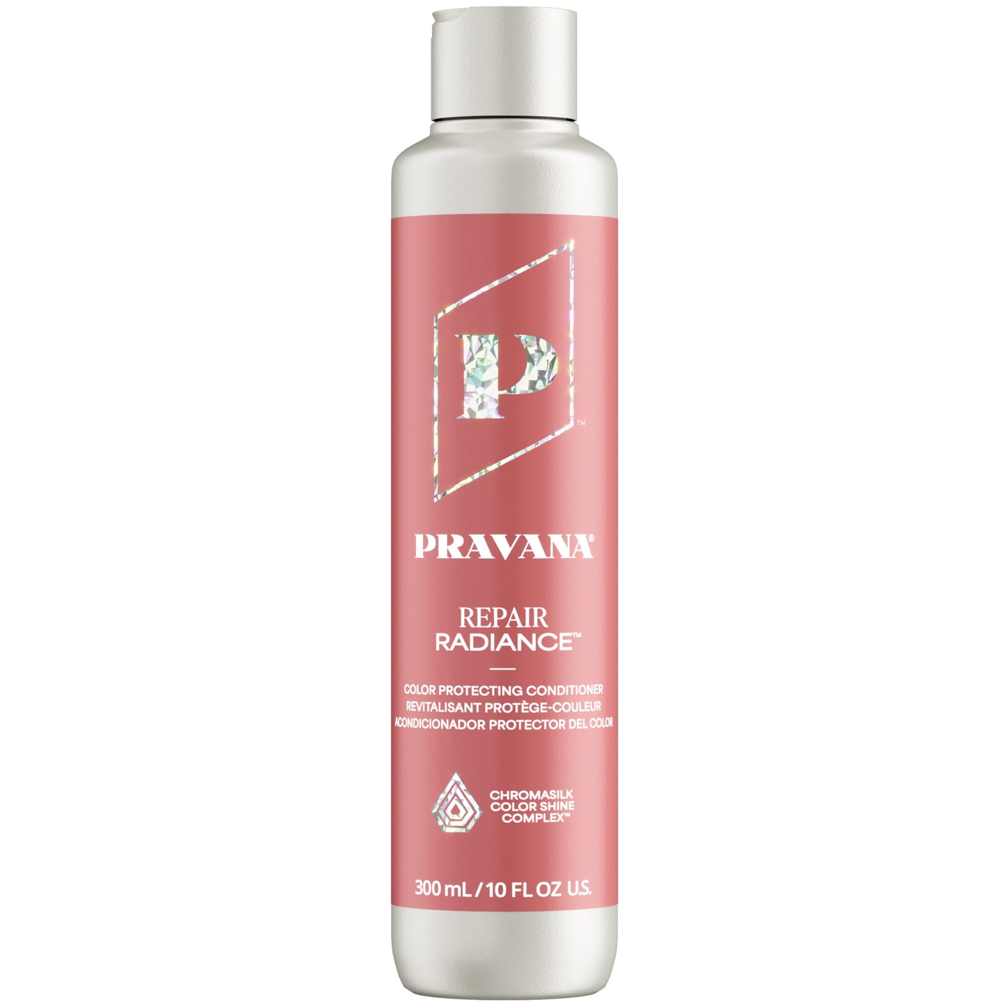 Pravana Repair Radiance Conditioner | Restores, Moisturizes, Nourishes | For Damaged, Color Treated Hair | Reduces Breakage & Split Ends | Chromasilk Enhances Shine & Protection | Vegan | 10 Fl Oz