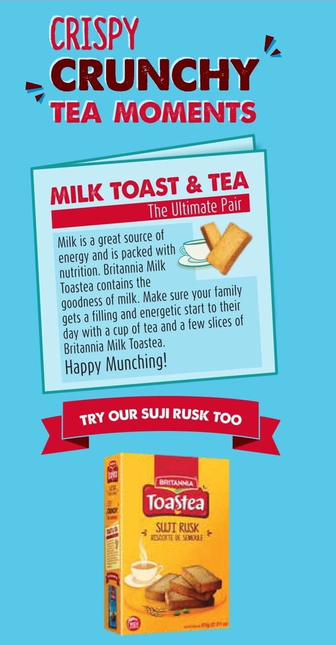 Medium Turquoise BRITANNIA Toastea Milk Rusk 19.75oz (560g) - Biscotte Au Lait - Crispy, Crunchy Tea Moments - Breakfast & Tea Time Snacks (Pack of 6)