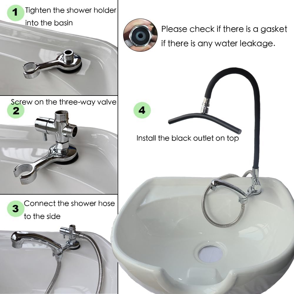 Hair Washing Equipment with Faucet for Baber Shop, Hair Salon Tools for Waterfall Outlet, Shampoo Bowl Accessories, Scalp Massag，Adjustable and Flexible, Black