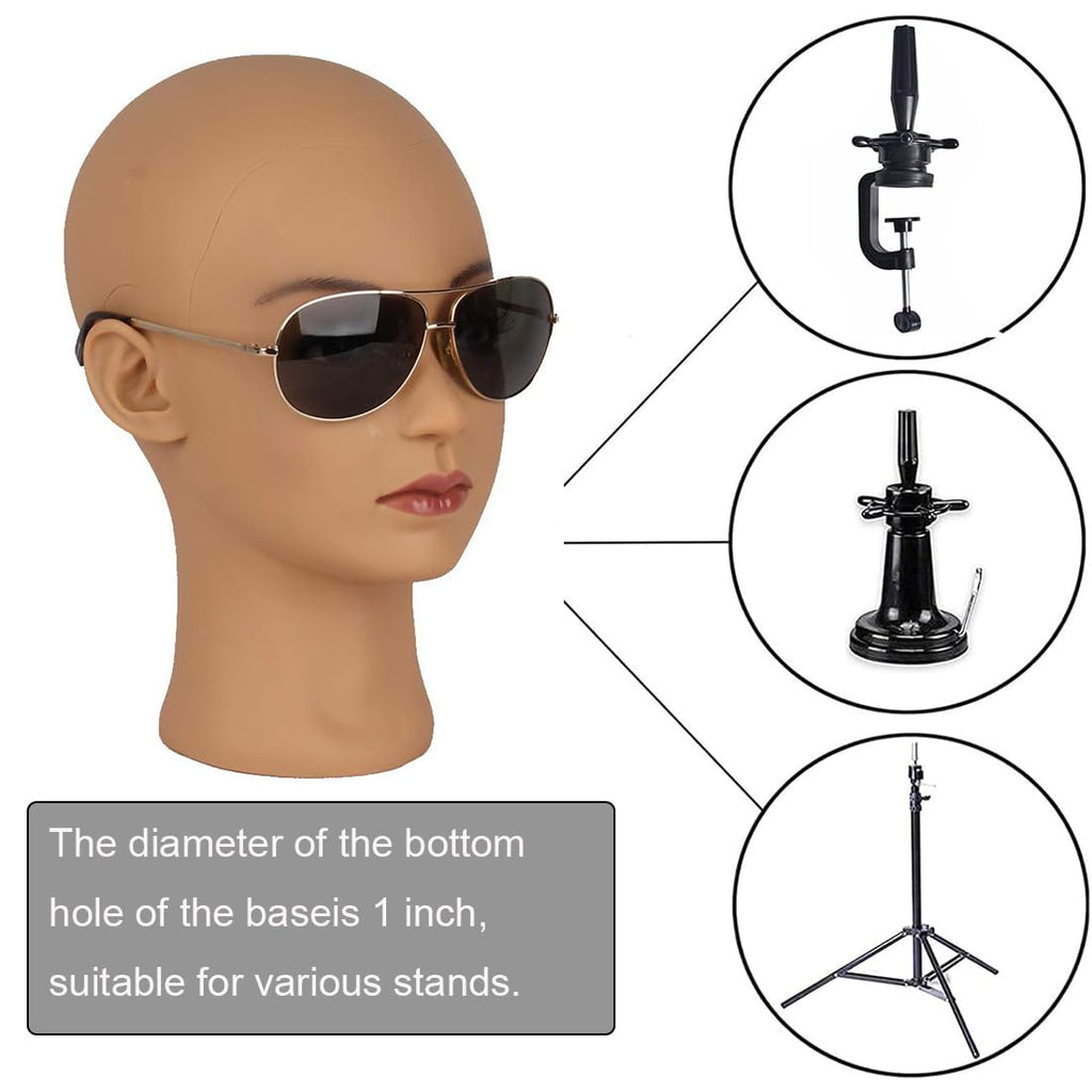 Hairway Female Professional Cosmetology Training Mannequin - Bald Mannequin Head for Wigs Making and Display - With Free T-Pins (Light Brown 21.5 Inch)