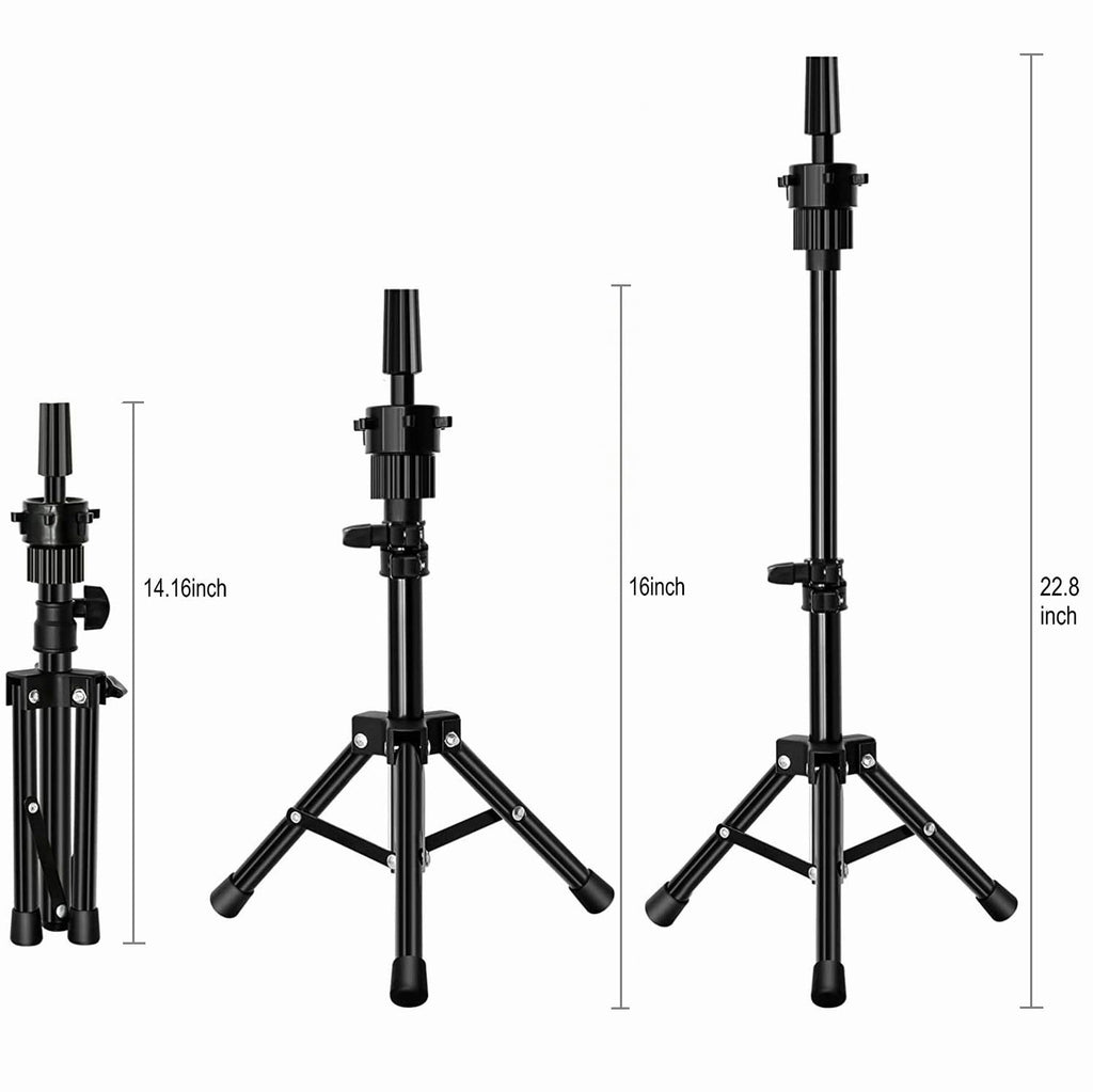 FUTAI 22 inches Canvas Mannequin Head with Tripod Stand Wig Cap T Pins Rat Tail Comb and Hairpins for Wig Making Practice Styling Training Display