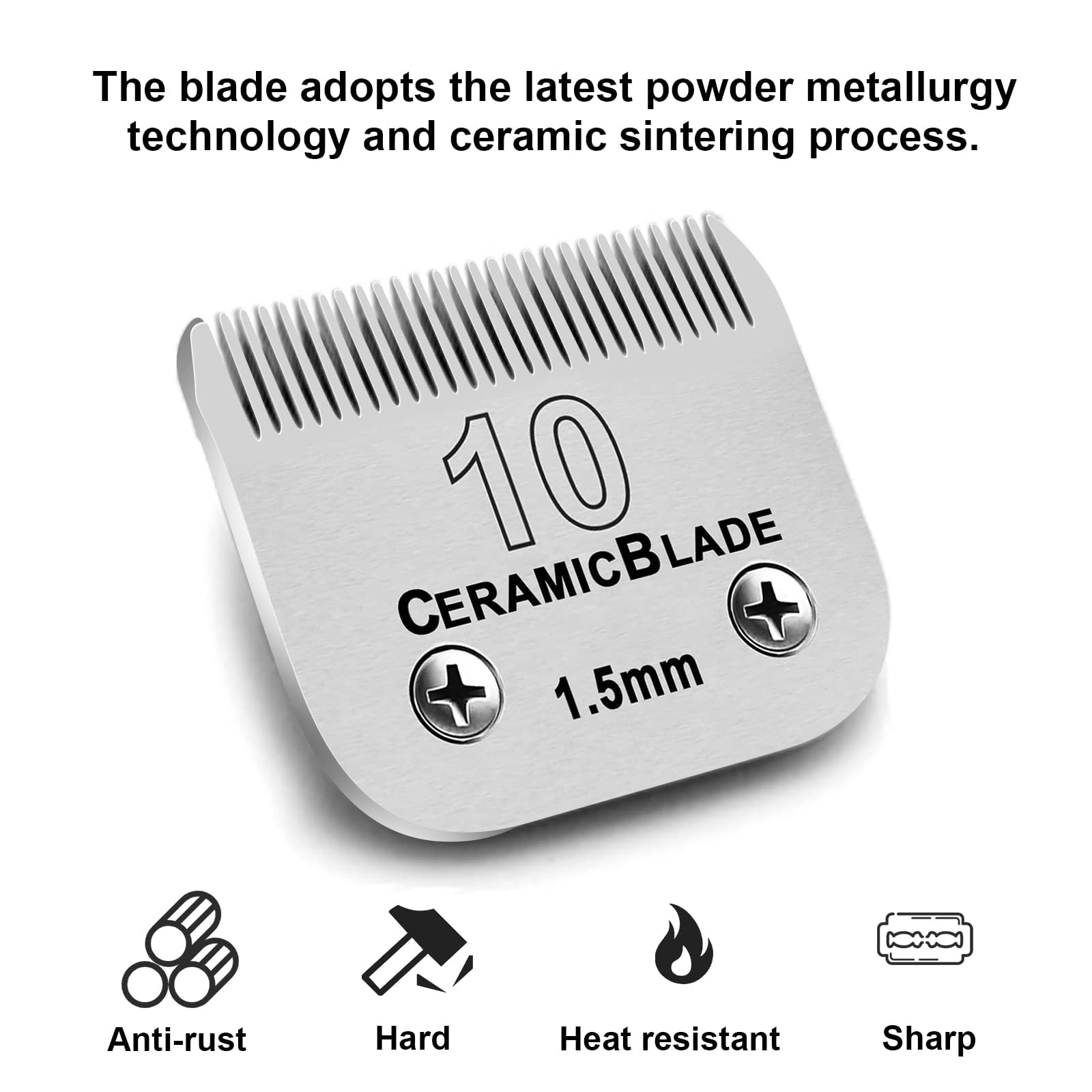 3 Pack 10 Blade Dog Grooming Blades Compatible with Andis Clippers/Oster A5/Wahl KM,Detachable Stainless Steel Blade,Size-10, 1/16-Inch Cut Length