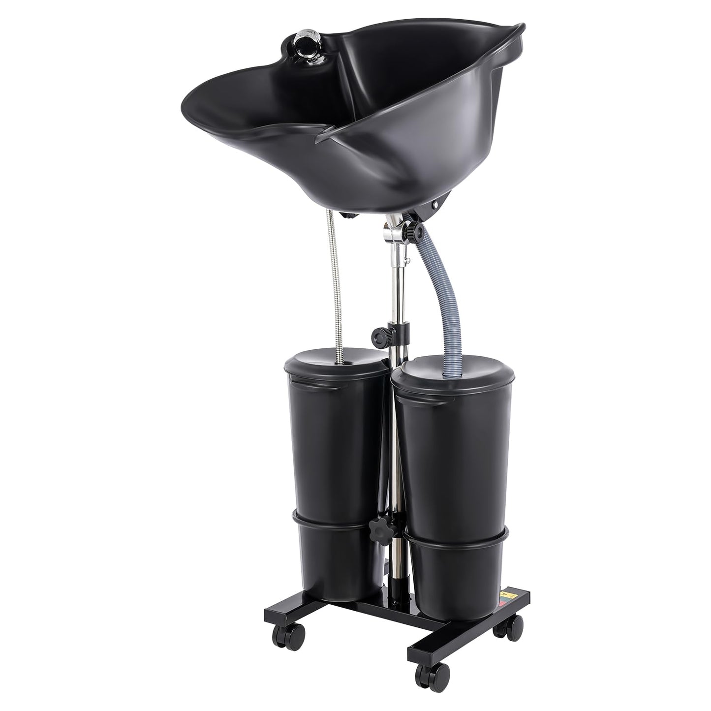 White Smoke Portable Shampoo Bowl, 20L 270 Degree Rotation Hair Washing Station Backwash Shampoo Bowl Basin Hairdress Spa Salon Hair Washing Sink With 2 Buckets Height Adjustable For Home Salon Use, Black