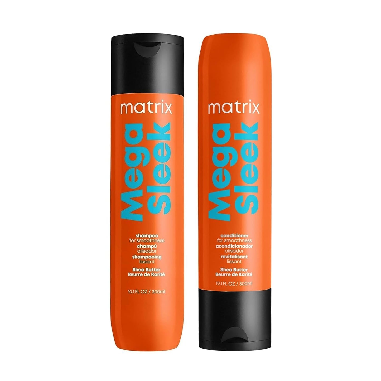 Matrix Mega Sleek Shampoo and Conditioner Set | Smoothing, Anti-Frizz, Detangling | For Dry, Damaged & Frizzy Hair | Nourishes with Shea Butter | Vegan