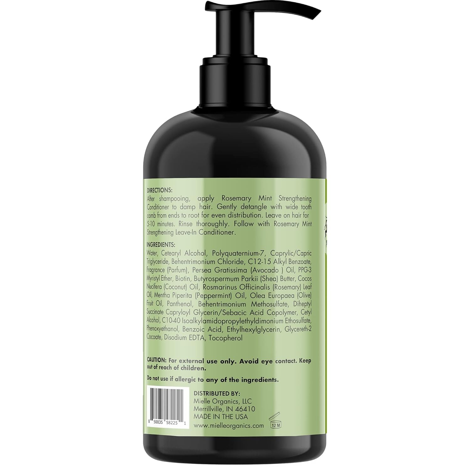 Mielle Organics Rosemary Mint Strengthening Hair Conditioner for Women & Men - Biotin Infused Detangling & Hydrating Conditioner to Increase Manageability & Support Longer, Healthier Strands, 12 oz