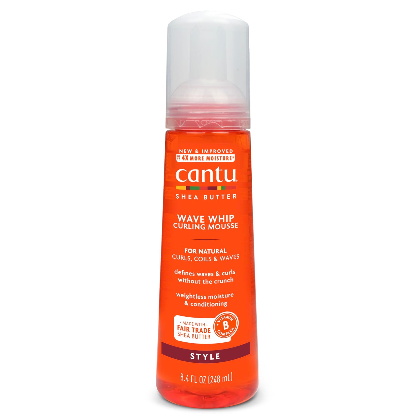 Light Gray Cantu Shea Butter for Natural Hair Wave Whip Curling Mousse, 8.4 Ounce (Pack of 4)