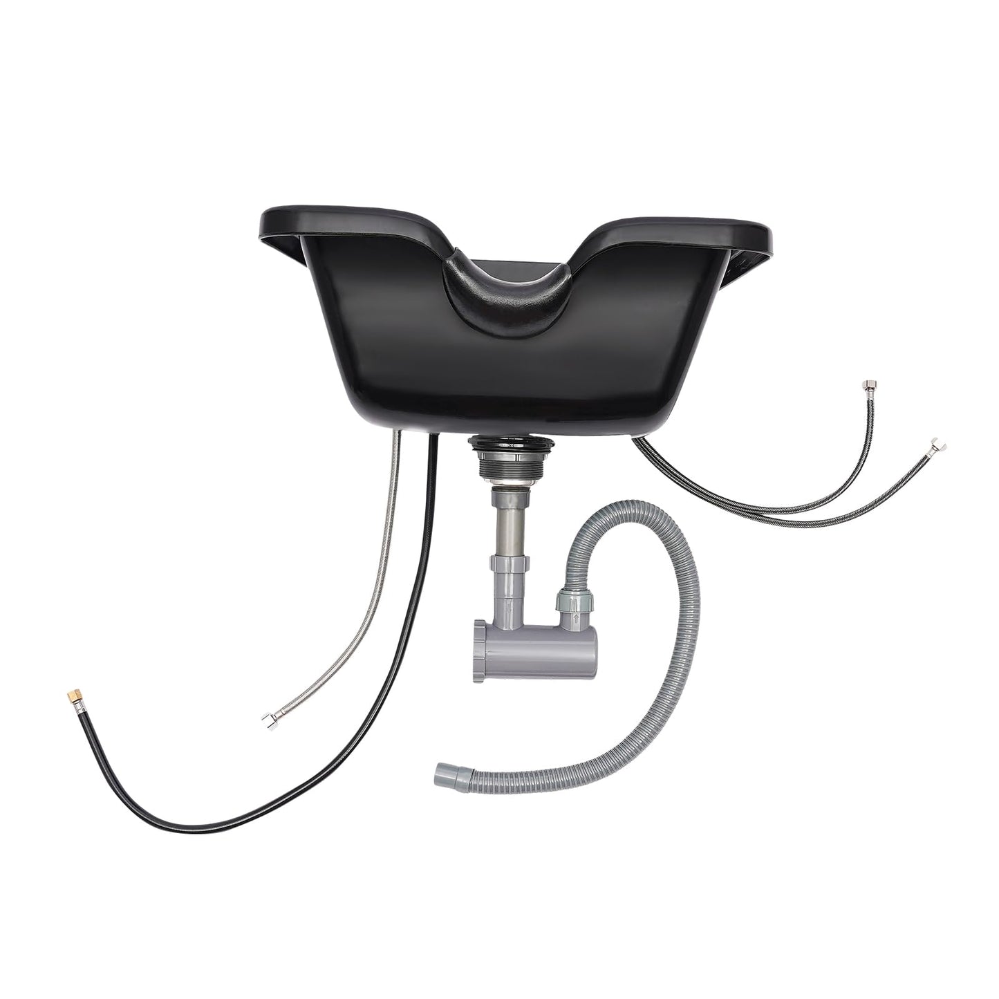 White Smoke Shampoo Bowl For Salon, Wall Mounted Backwash ABS Salon Spa Barber Equipment With Spray Head, Professional Salon Spa Beauty Brushed Sink 9.84" in Depth, Portable Shampoo Bowl for Hair Stylists