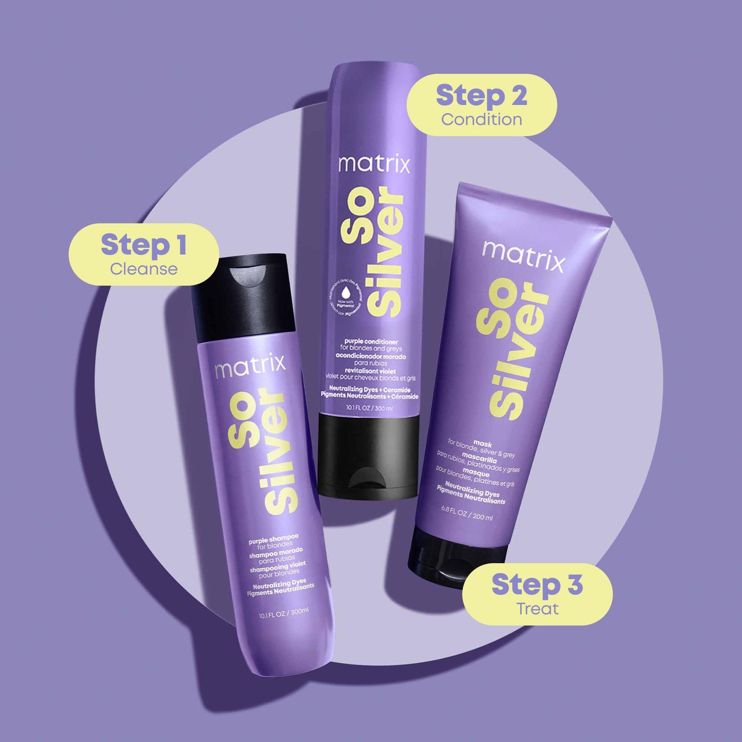 Light Slate Gray Matrix So Silver Purple Shampoo - Neutralizes Yellow Tones, Color Depositing, Brightening & Toning, Strengthens and Adds Shine, For Color Treated, Blonde, White and Platinum Hair, Vegan, 10.1 Fl Oz