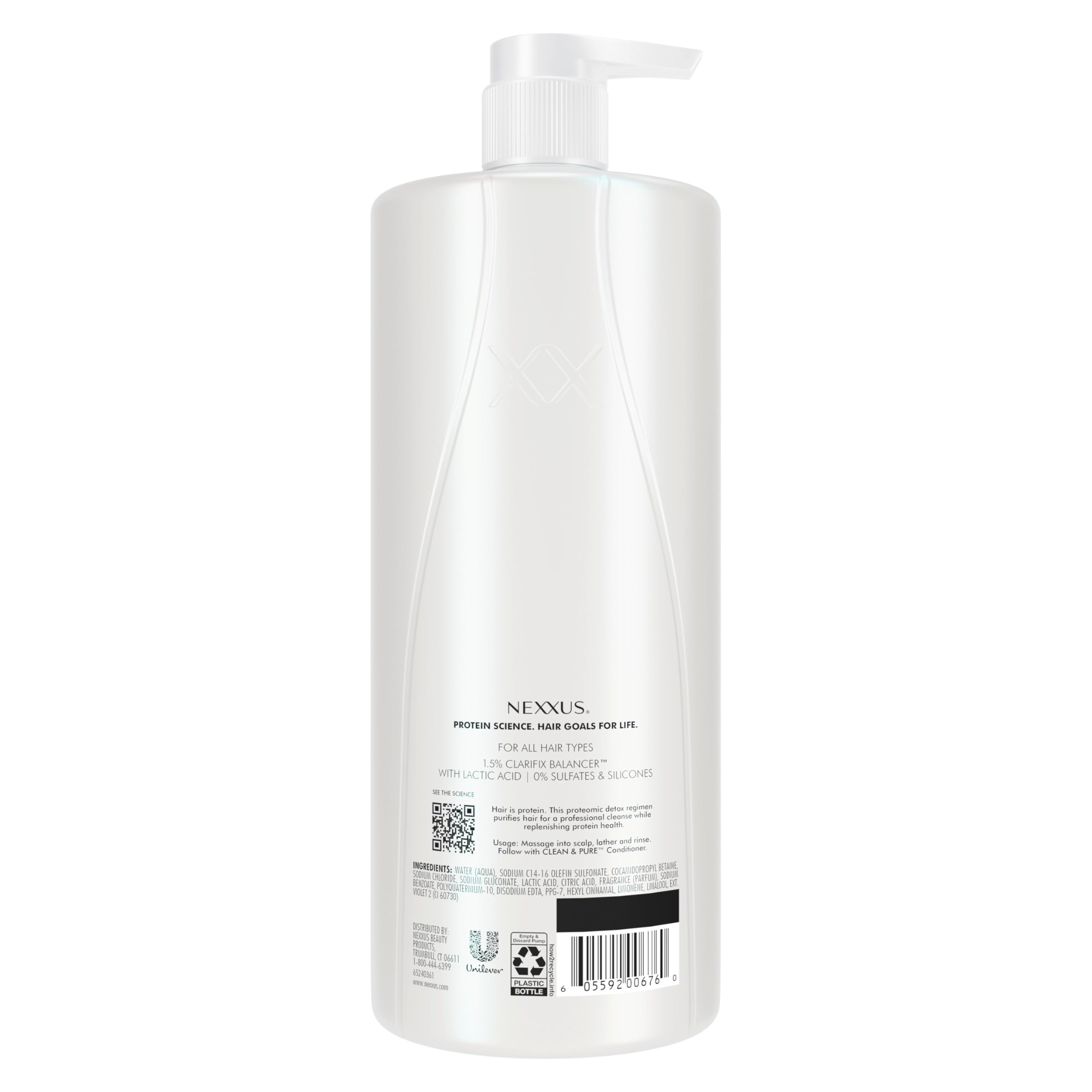 Nexxus Clean & Pure Shampoo Detox for Professional-Level Silicon, Sulfate & Paraben Free Hair Care Powered by CLARIFIX BALANCER Technology with Lactic Acid 33.8 oz