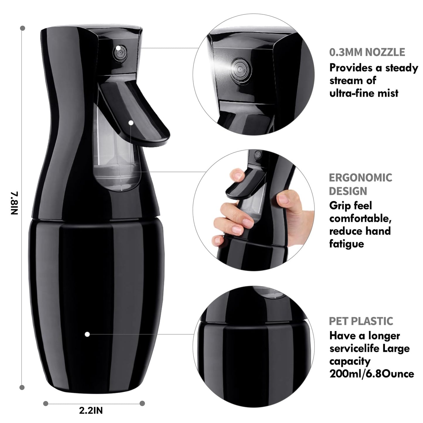 4pcs Curly Hair Brush Set for Adult & Kids, Wet or Dry, Detangling with Spray Bottle, Wide Tooth Comb (3+1, Red)