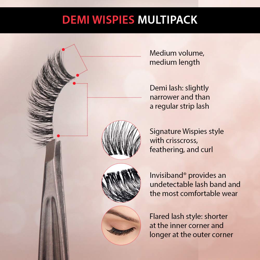 Light Gray Ardell Demi Wispies False Eyelashes Multipack – Natural Lashes Wispy with Invisiband for Lightweight Comfort, 6 Pairs, 2 Pack