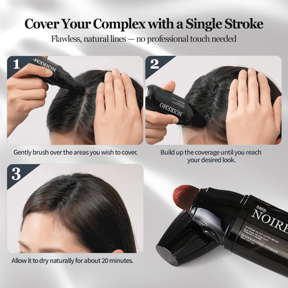 SMIB Hair Cover Brush – Waterproof & Sweatproof Temporary Color Touch-Up, Quick and Easy Application (Black)