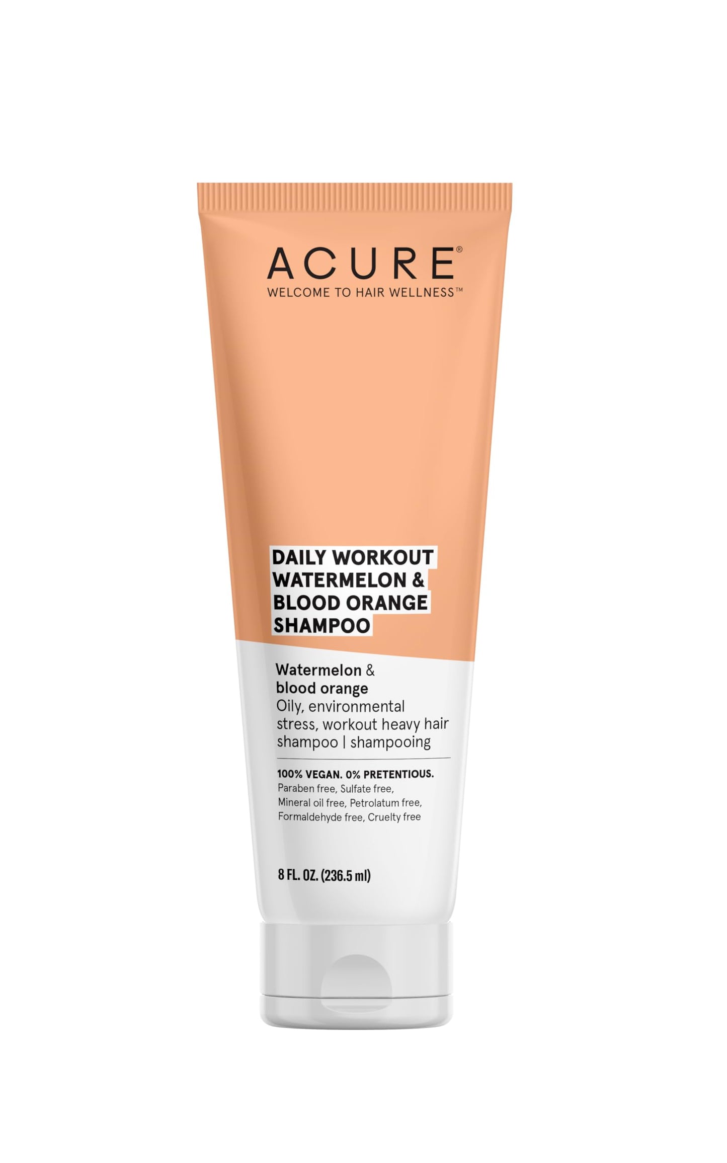 Acure Daily Workout Watermelon Shampoo | 100% Vegan | For Oily, Environmental Stressed, Workout Heavy Hair | Watermelon & Blood Orange - Gentle Everyday Formula | 8 Fl Oz