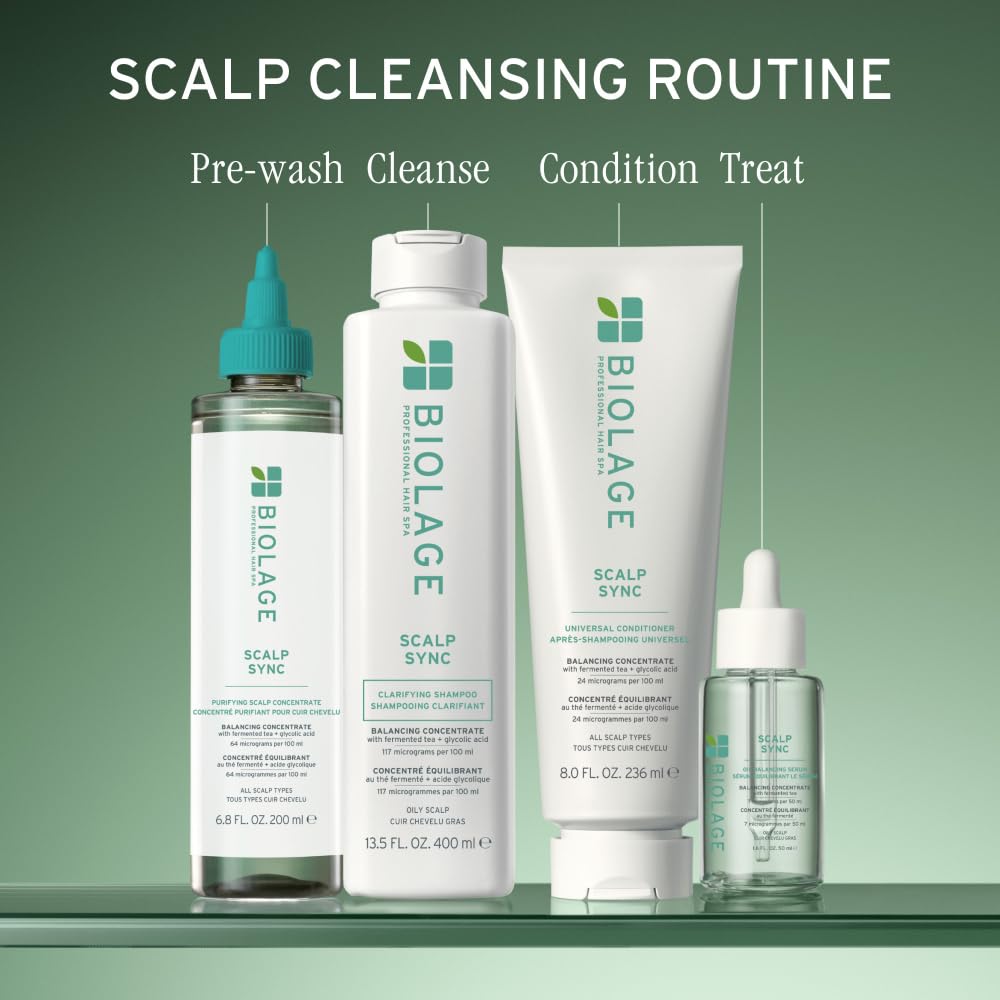 Slate Gray Biolage Scalp Sync Oil Balancing Hair Serum - Absorbs Excess Oil Between Washes, Leave-In Scalp Treatment, Fermented Tea Blend, Vegan, 1.6 Fl Oz