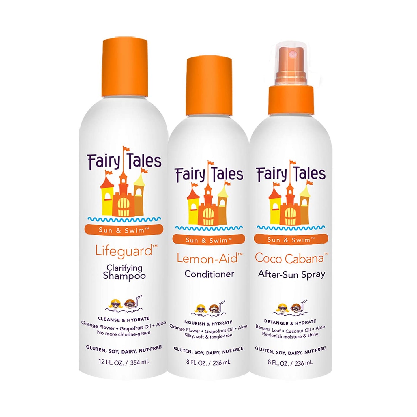 Fairy Tales Swim Shampoo, Conditioner, and Conditioning Spray for Kids- 3 pack | Made with Natural Ingredients in the USA | Chlorine Removal Swimmer Trio | No Parabens, Sulfates, or Synthetic Dyes