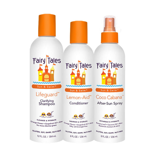 Fairy Tales Swim Shampoo, Conditioner, and Conditioning Spray for Kids- 3 pack | Made with Natural Ingredients in the USA | Chlorine Removal Swimmer Trio | No Parabens, Sulfates, or Synthetic Dyes